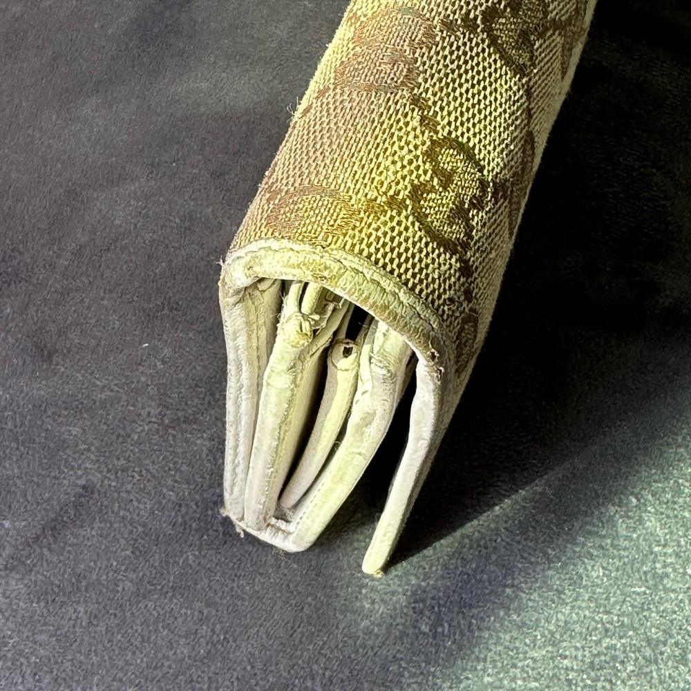 Gucci GG Canvas Continental/Long Wallet — White Leather Silver Hardware Vintage - Picture 9 of 11